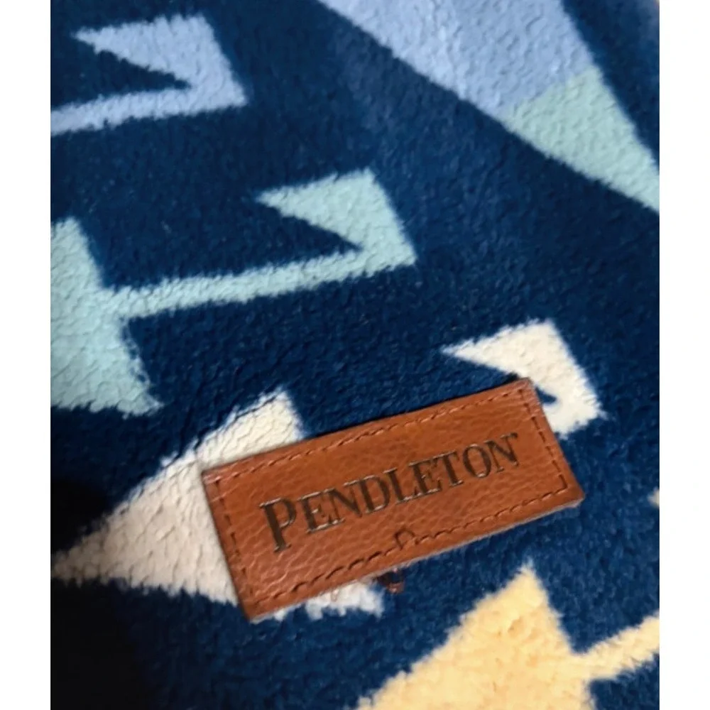 Pendleton Southwestern Fleece Throw Blanket Geometric Whipstitch 71